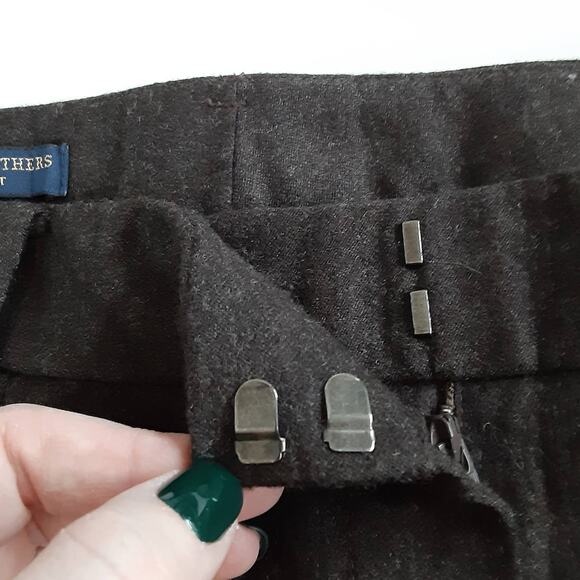 Brooks Brothers Wool Stretch Lucia Straight Leg Trousers Brown Mid Rise Pant 12 - Picture 7 of 14